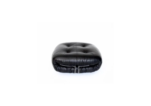 Black leather footstool