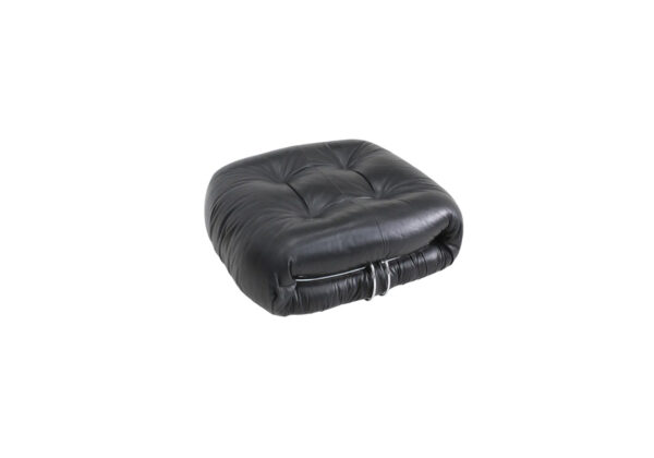 Black leather footstool